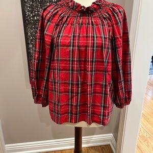 J Crew Tartan Plaid Blouse